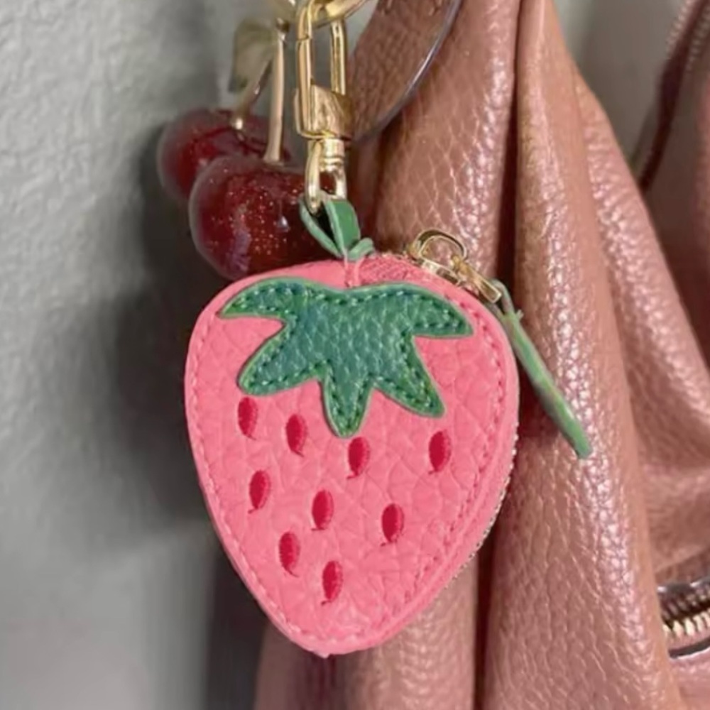 Pink Strawberry Keychain Accessory